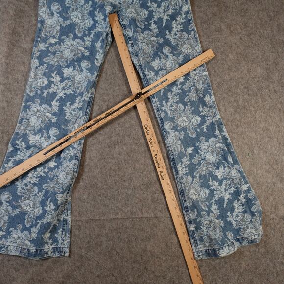 Love Shack Fancy Gap Jeans Womens 8R 29 70s Flare High Rise Floral Denim Blue - Picture 2 of 10